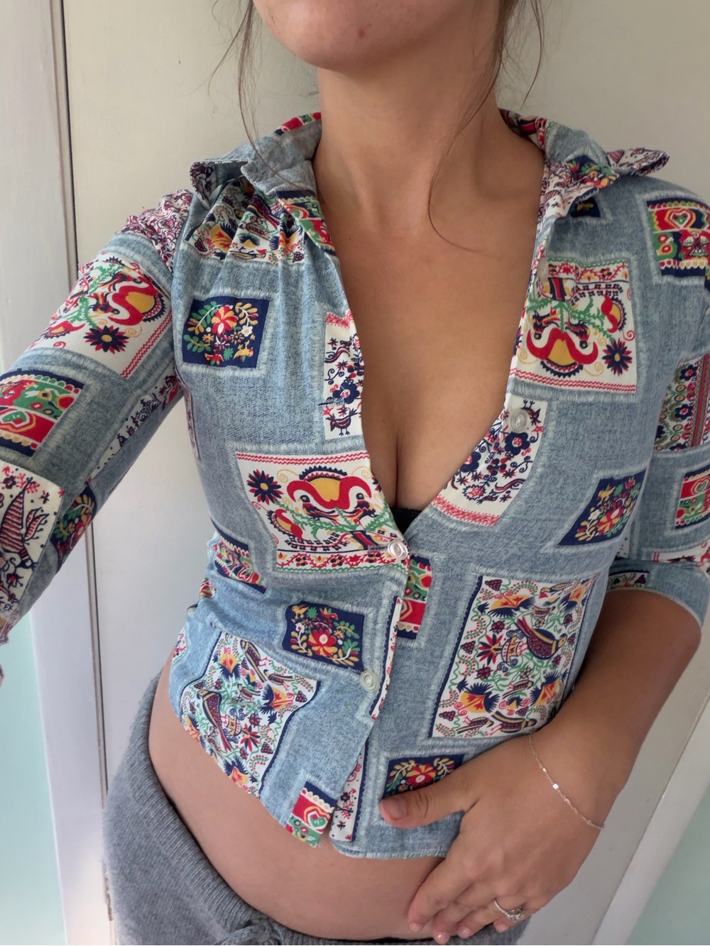 Vintage Palm Island Paisley Patchwork button up Size X Small